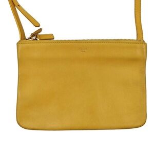 Celine Trio Mustard Yellow Leather Crossbody Bag